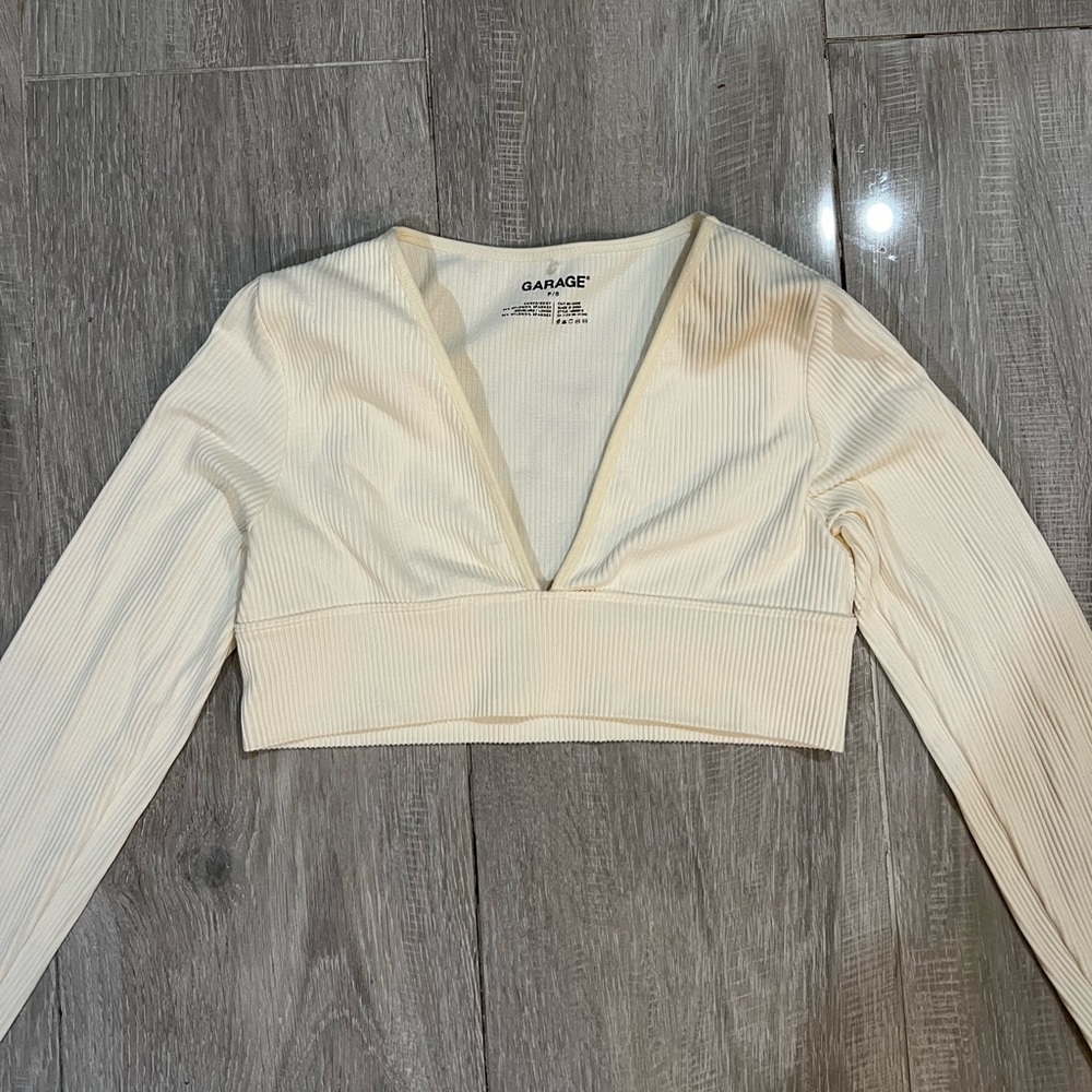 White Garage Crop Top